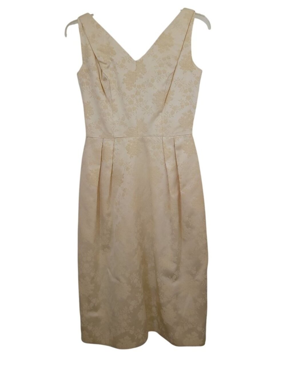 Vintage 50s/60s Ivory Brocade Floral Jacquard Dress & Cropped Jacket Set S/M - Picture 4 of 13